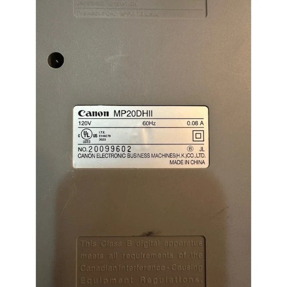 Canon MP20DHII Desktop Printing Calculator 12 Digit 2 Color Display Office